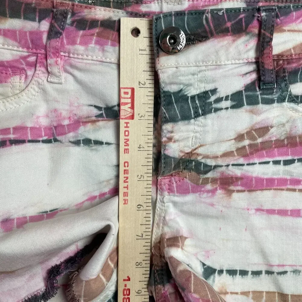DL1961 Abstract Tie Dye Denim Shorts Sz 26 Frayed Boho Festival‎ Y2K Indie